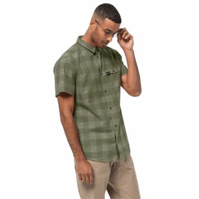 Jack Wolfskin Leisure and Travel Shirt short-sleeved Highlands moss green Men